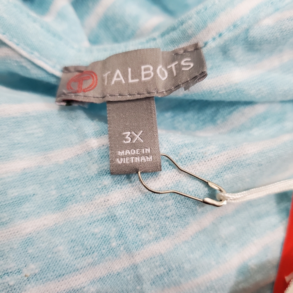 NWT T by Talbots Activewear Dress Turquoise Aqua Striped Sleeveless Nautical 3X - Picture 9 of 11
